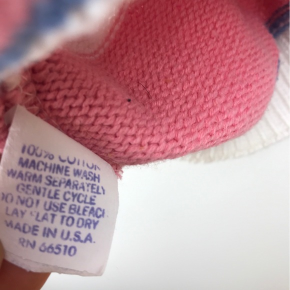 VTG Eddie Bauer Short Sleeve Sweater Made in USA Pink Stripe Half Button - Picture 7 of 14